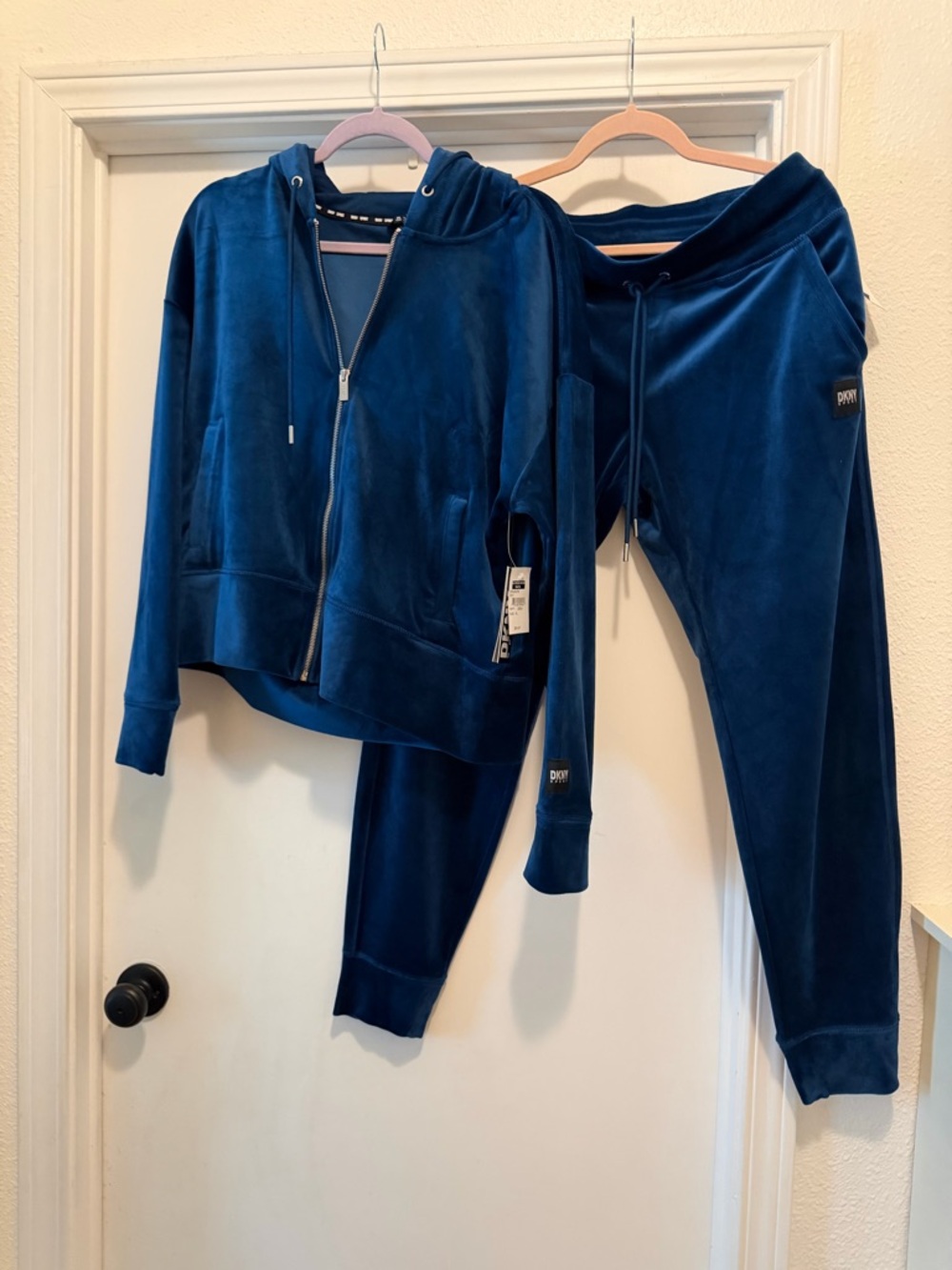 DKNY Sport Deep Teal Velvet Zip Hoodie & Joggers Set